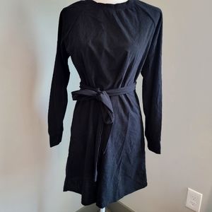 Black corduroy-esque belted long sleeve dress - size medium